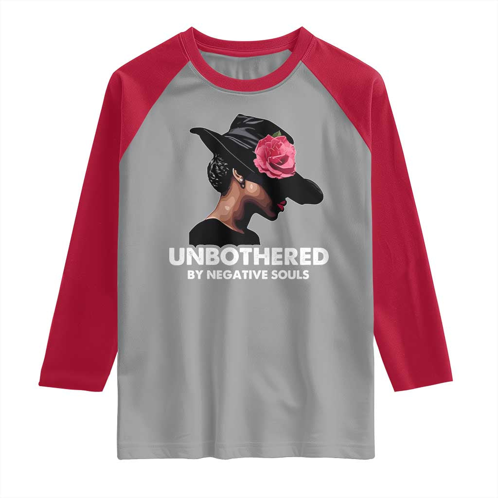 Funny African American Raglan Shirt Unbothered By Negative Souls TS11 Sport Gray Red Print Your Wear