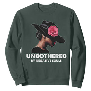Funny African American Sweatshirt Unbothered By Negative Souls TS11 Dark Forest Green Print Your Wear