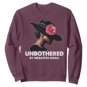 Funny African American Sweatshirt Unbothered By Negative Souls TS11 Maroon Print Your Wear