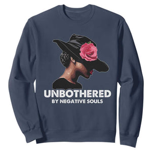 Funny African American Sweatshirt Unbothered By Negative Souls TS11 Navy Print Your Wear
