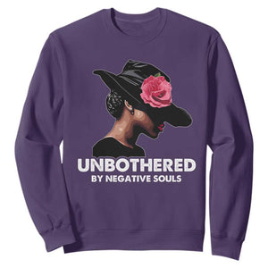 Funny African American Sweatshirt Unbothered By Negative Souls TS11 Purple Print Your Wear