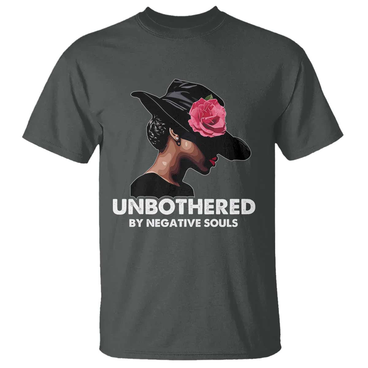 Funny African American T Shirt Unbothered By Negative Souls TS11 Dark Heather Print Your Wear