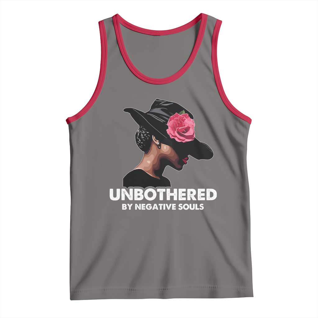 Funny African American Tank Top Unbothered By Negative Souls TS11 Deep Heather Red Print Your Wear