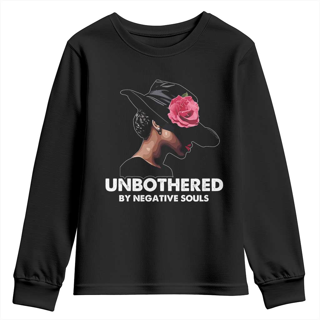 Funny African American Youth Sweatshirt Unbothered By Negative Souls TS11 Black Print Your Wear