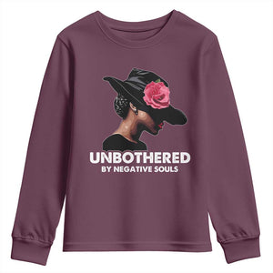 Funny African American Youth Sweatshirt Unbothered By Negative Souls TS11 Maroon Print Your Wear