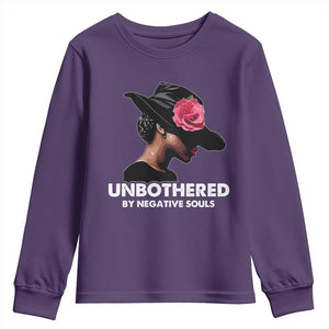 Funny African American Youth Sweatshirt Unbothered By Negative Souls TS11 Purple Print Your Wear