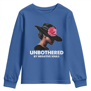 Funny African American Youth Sweatshirt Unbothered By Negative Souls TS11 Royal Blue Print Your Wear