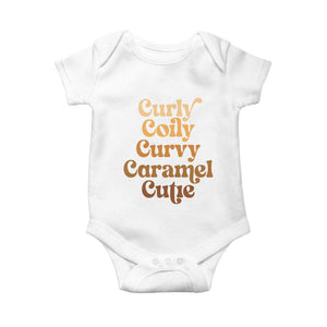 Afro Black Hair Melanin Baby Onesie Curly Coily Curvy Caramel Cutie TS11 White Print Your Wear