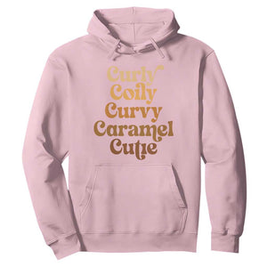 Afro Black Hair Melanin Hoodie Curly Coily Curvy Caramel Cutie TS11 Light Pink Print Your Wear