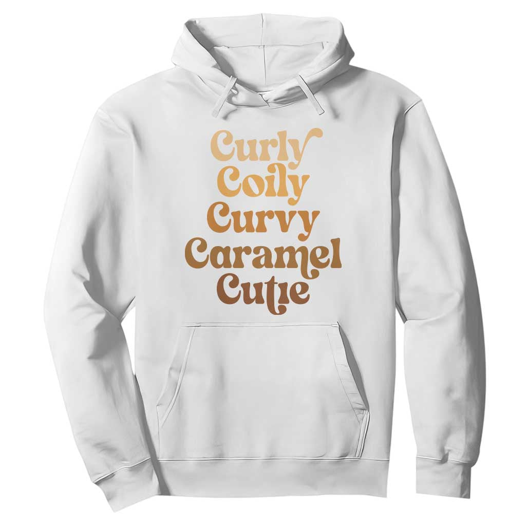 Afro Black Hair Melanin Hoodie Curly Coily Curvy Caramel Cutie TS11 White Print Your Wear
