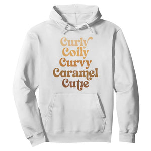 Afro Black Hair Melanin Hoodie Curly Coily Curvy Caramel Cutie TS11 White Print Your Wear