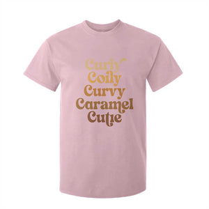 Afro Black Hair Melanin T Shirt For Kid Curly Coily Curvy Caramel Cutie TS11 Light Pink Print Your Wear