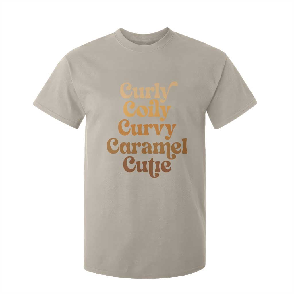 Afro Black Hair Melanin T Shirt For Kid Curly Coily Curvy Caramel Cutie TS11 Sand Print Your Wear