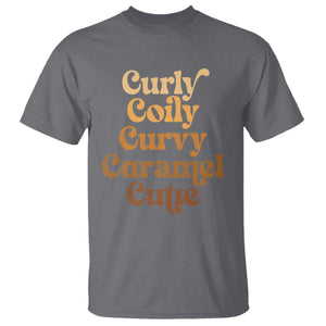 Afro Black Hair Melanin T Shirt Curly Coily Curvy Caramel Cutie TS11 Charcoal Print Your Wear