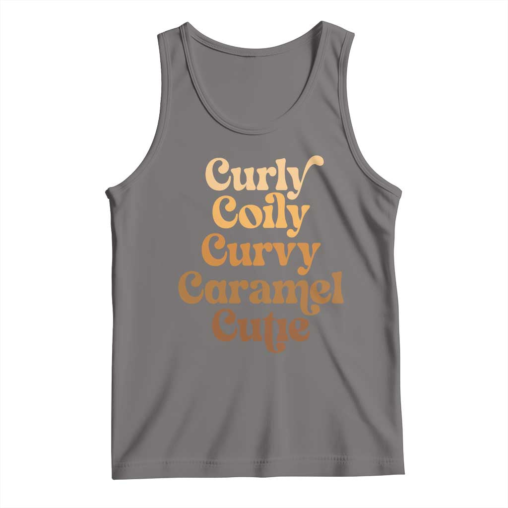 Afro Black Hair Melanin Tank Top Curly Coily Curvy Caramel Cutie TS11 Deep Heather Print Your Wear