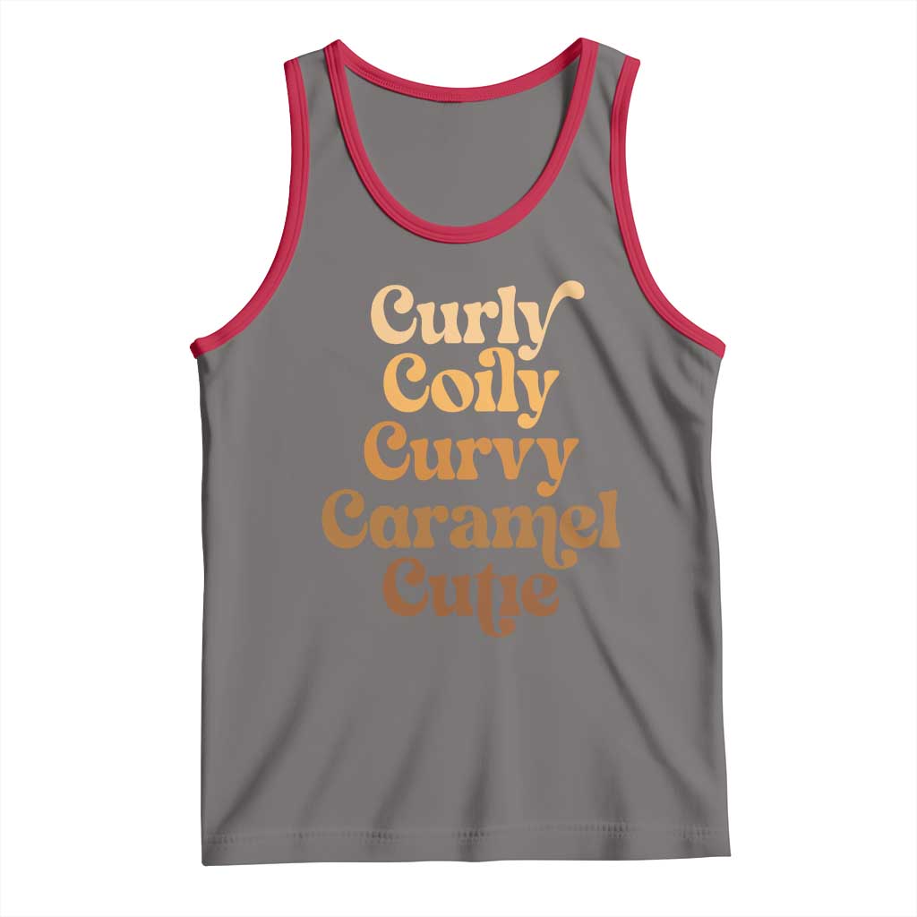 Afro Black Hair Melanin Tank Top Curly Coily Curvy Caramel Cutie TS11 Deep Heather Red Print Your Wear