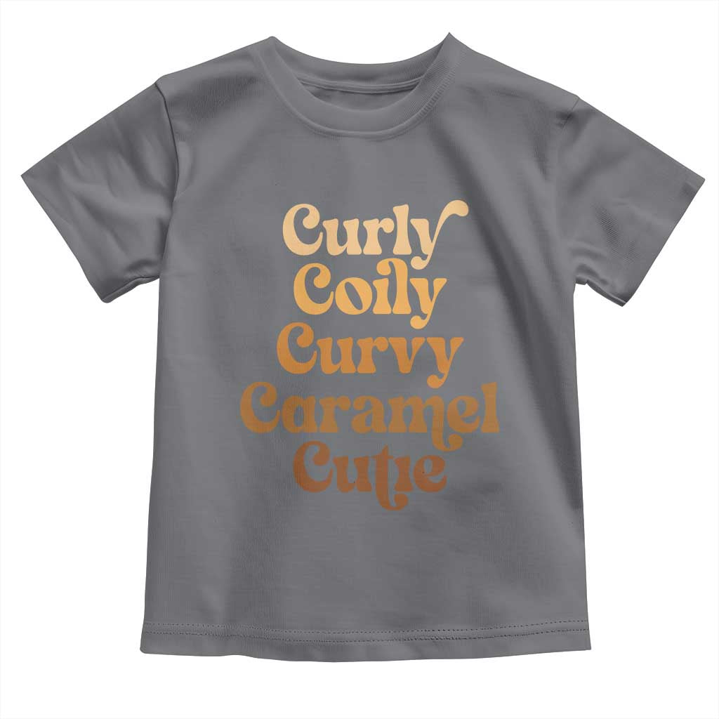 Afro Black Hair Melanin Toddler T Shirt Curly Coily Curvy Caramel Cutie TS11 Charcoal Print Your Wear