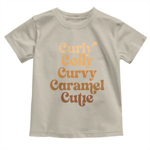 Afro Black Hair Melanin Toddler T Shirt Curly Coily Curvy Caramel Cutie TS11 Sand Print Your Wear