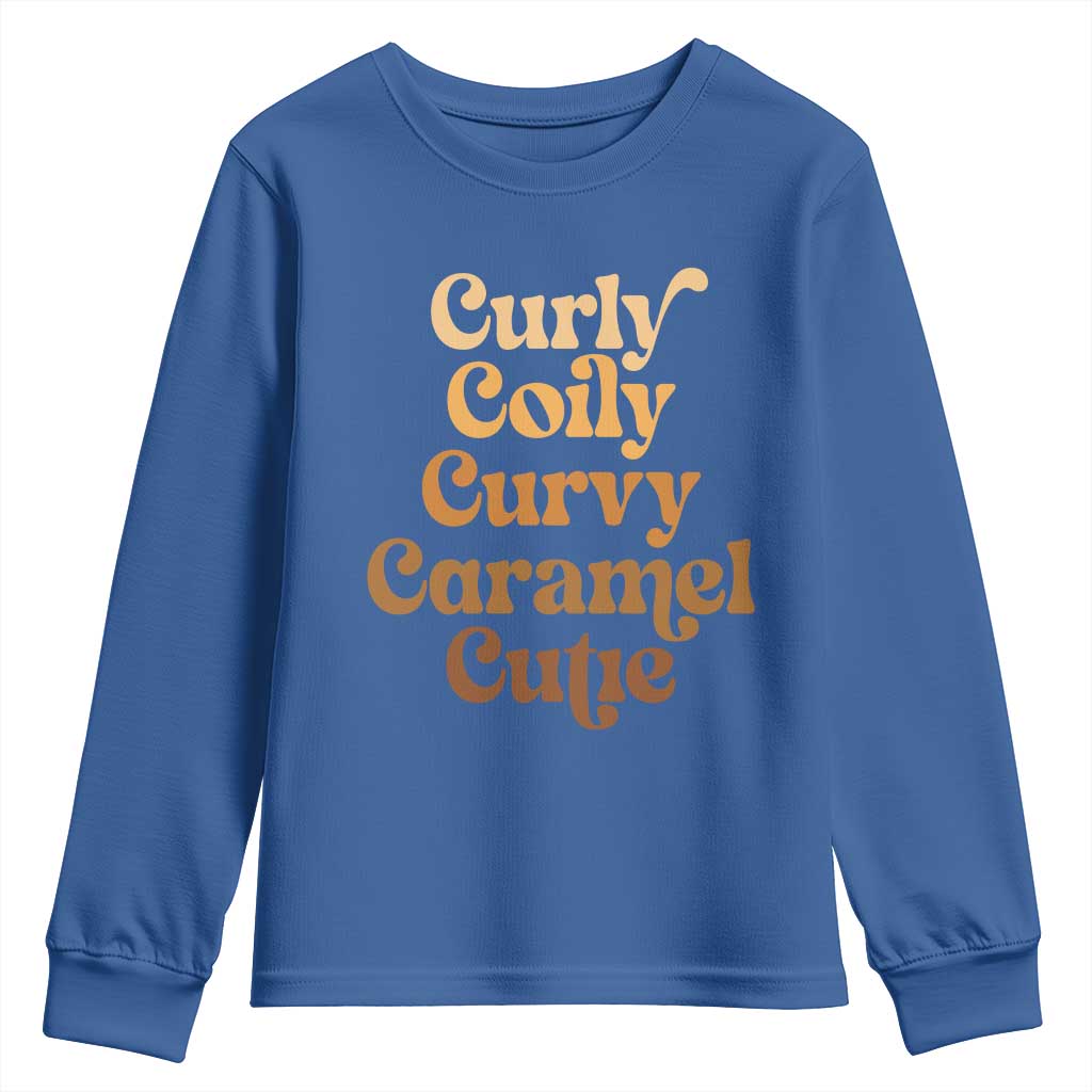 Afro Black Hair Melanin Youth Sweatshirt Curly Coily Curvy Caramel Cutie TS11 Royal Blue Print Your Wear