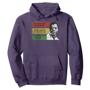 James Baldwin Inspirational Quotes Hoodie Not Everything That Is Faced Can Be Changed But Nothing Can Be Changed Until It Is Faced TS11 Purple Print Your Wear