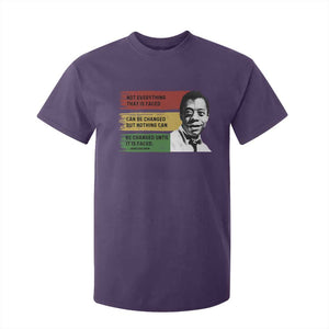 James Baldwin Inspirational Quotes T Shirt For Kid Not Everything That Is Faced Can Be Changed But Nothing Can Be Changed Until It Is Faced TS11 Purple Print Your Wear