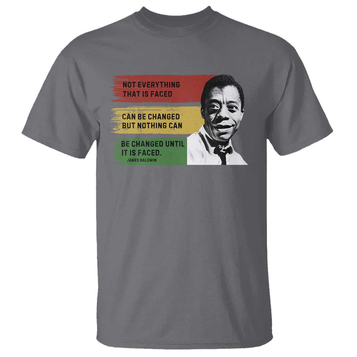 James Baldwin Inspirational Quotes T Shirt Not Everything That Is Faced Can Be Changed But Nothing Can Be Changed Until It Is Faced TS11 Charcoal Print Your Wear