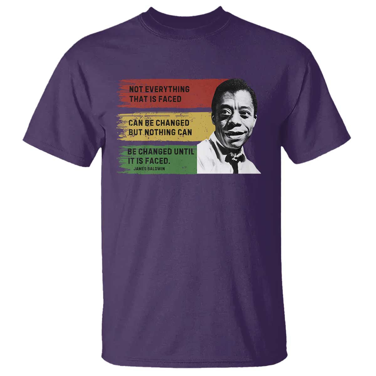 James Baldwin Inspirational Quotes T Shirt Not Everything That Is Faced Can Be Changed But Nothing Can Be Changed Until It Is Faced TS11 Purple Print Your Wear