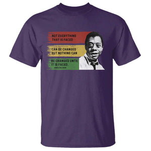 James Baldwin Inspirational Quotes T Shirt Not Everything That Is Faced Can Be Changed But Nothing Can Be Changed Until It Is Faced TS11 Purple Print Your Wear
