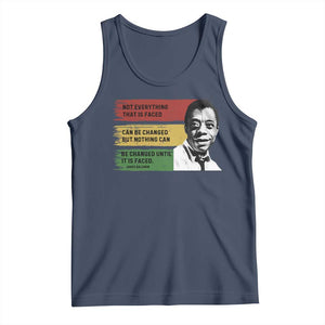 James Baldwin Inspirational Quotes Tank Top Not Everything That Is Faced Can Be Changed But Nothing Can Be Changed Until It Is Faced TS11 Navy Print Your Wear