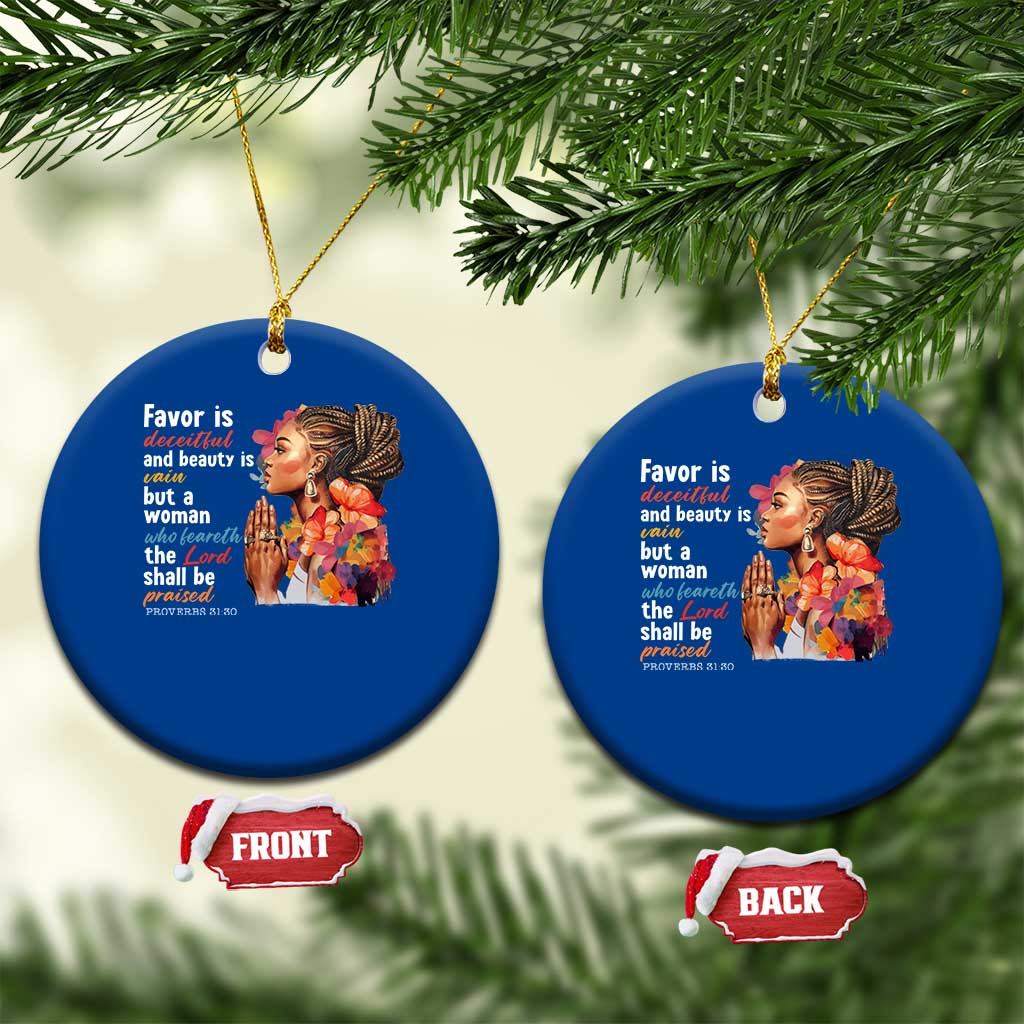 Christian African American Ceramic Ornament Favor Is Deceitful And Beauty Is Vain TS11 1pc Blue Print Your Wear