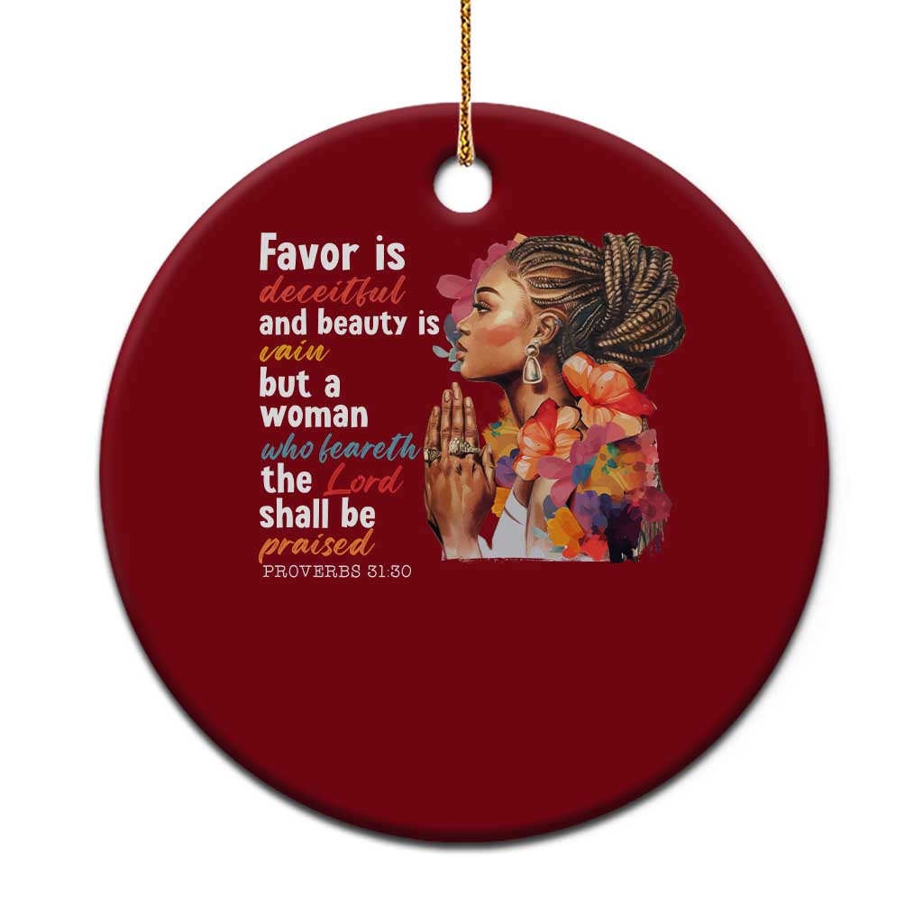 Christian African American Ceramic Ornament Favor Is Deceitful And Beauty Is Vain TS11 1pc Red Print Your Wear