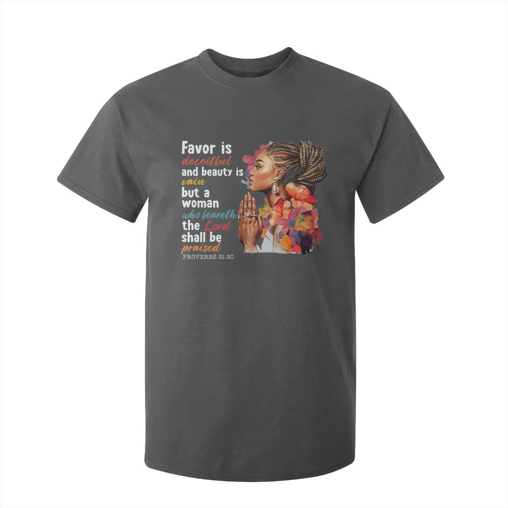 Christian African American T Shirt For Kid Favor Is Deceitful And Beauty Is Vain TS11 Dark Heather Print Your Wear