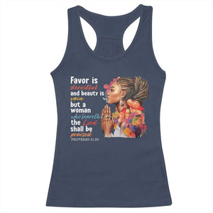 Christian African American Racerback Tank Top Favor Is Deceitful And Beauty Is Vain TS11 Navy Print Your Wear