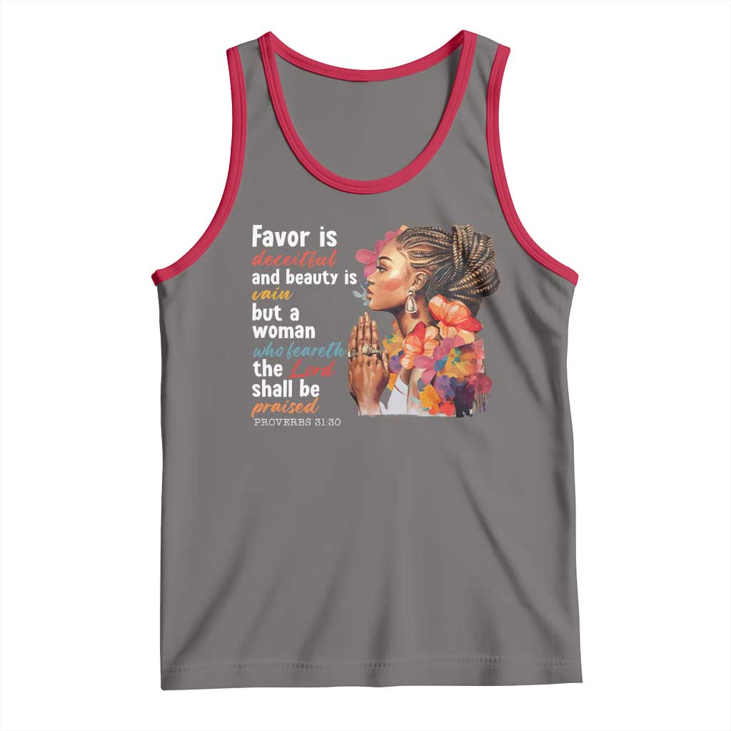 Christian African American Tank Top Favor Is Deceitful And Beauty Is Vain TS11 Deep Heather Red Print Your Wear