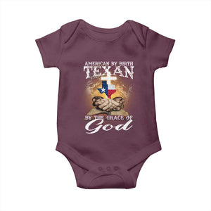 American Texan Jesus Baby Onesie American By Birth Texan By The Grace Of God TS11 Maroon Print Your Wear