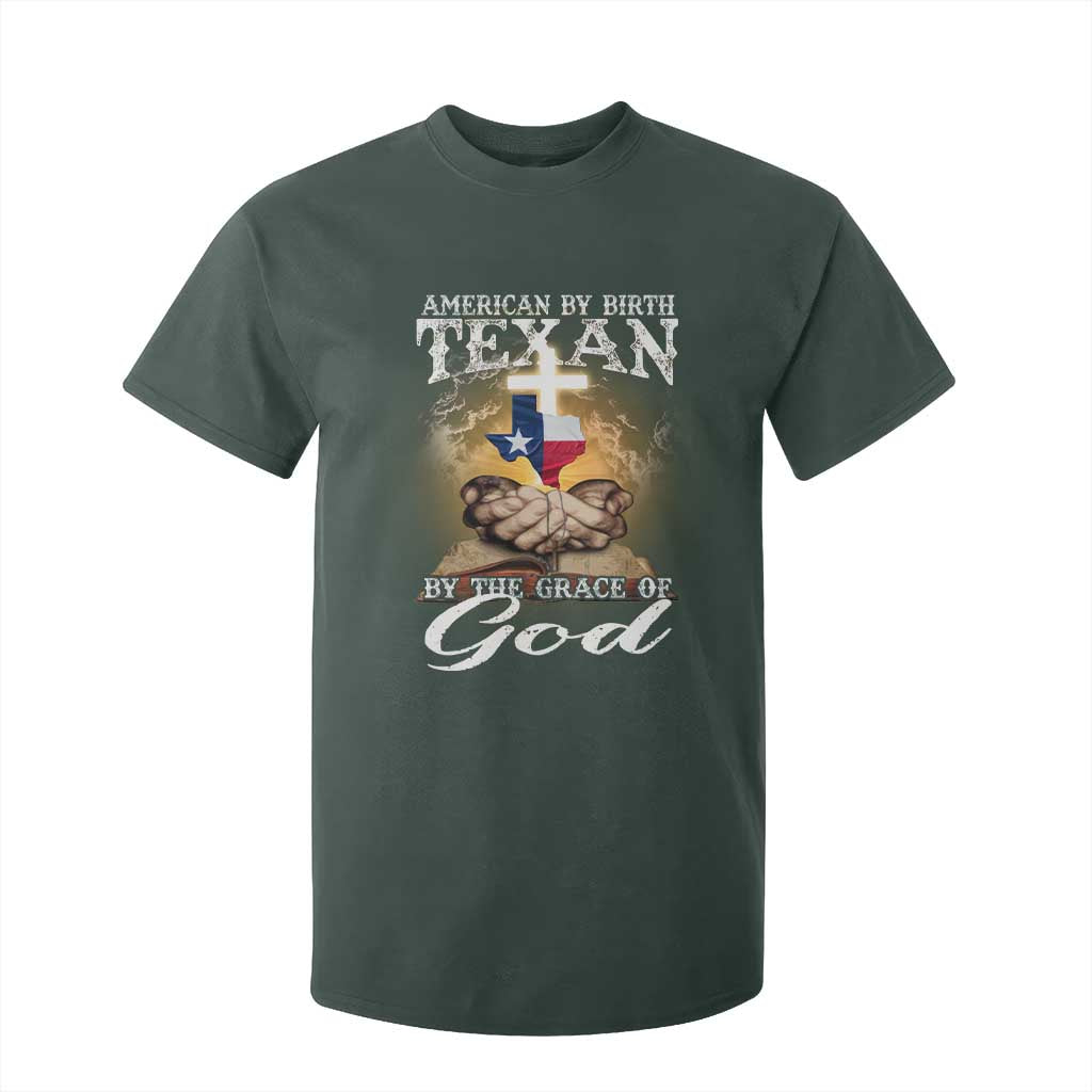 American Texan Jesus T Shirt For Kid American By Birth Texan By The Grace Of God TS11 Dark Forest Green Print Your Wear