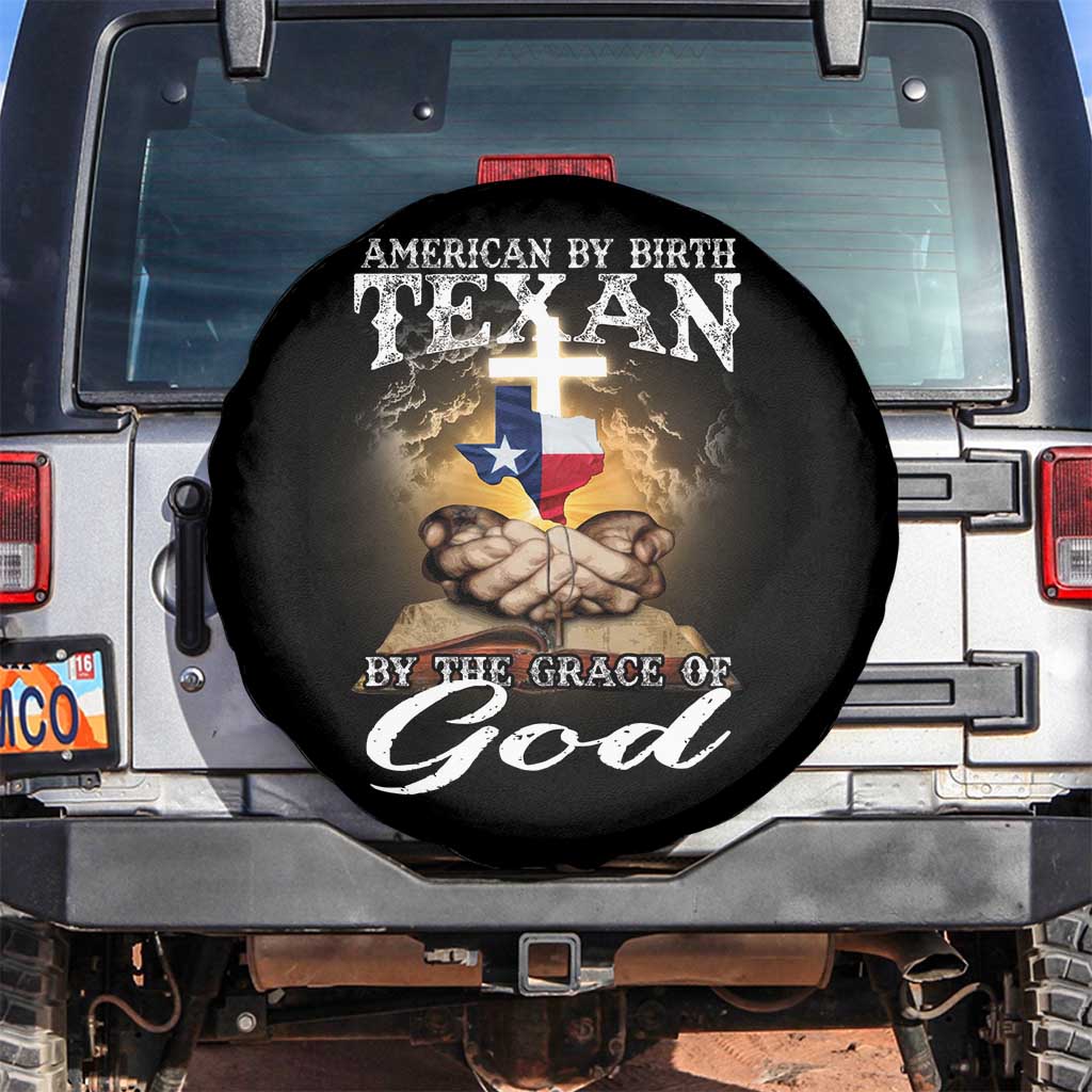 American Texan Jesus Spare Tire Cover American By Birth Texan By The Grace Of God TS11 No hole Black Print Your Wear