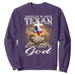 American Texan Jesus Sweatshirt American By Birth Texan By The Grace Of God TS11 Purple Print Your Wear