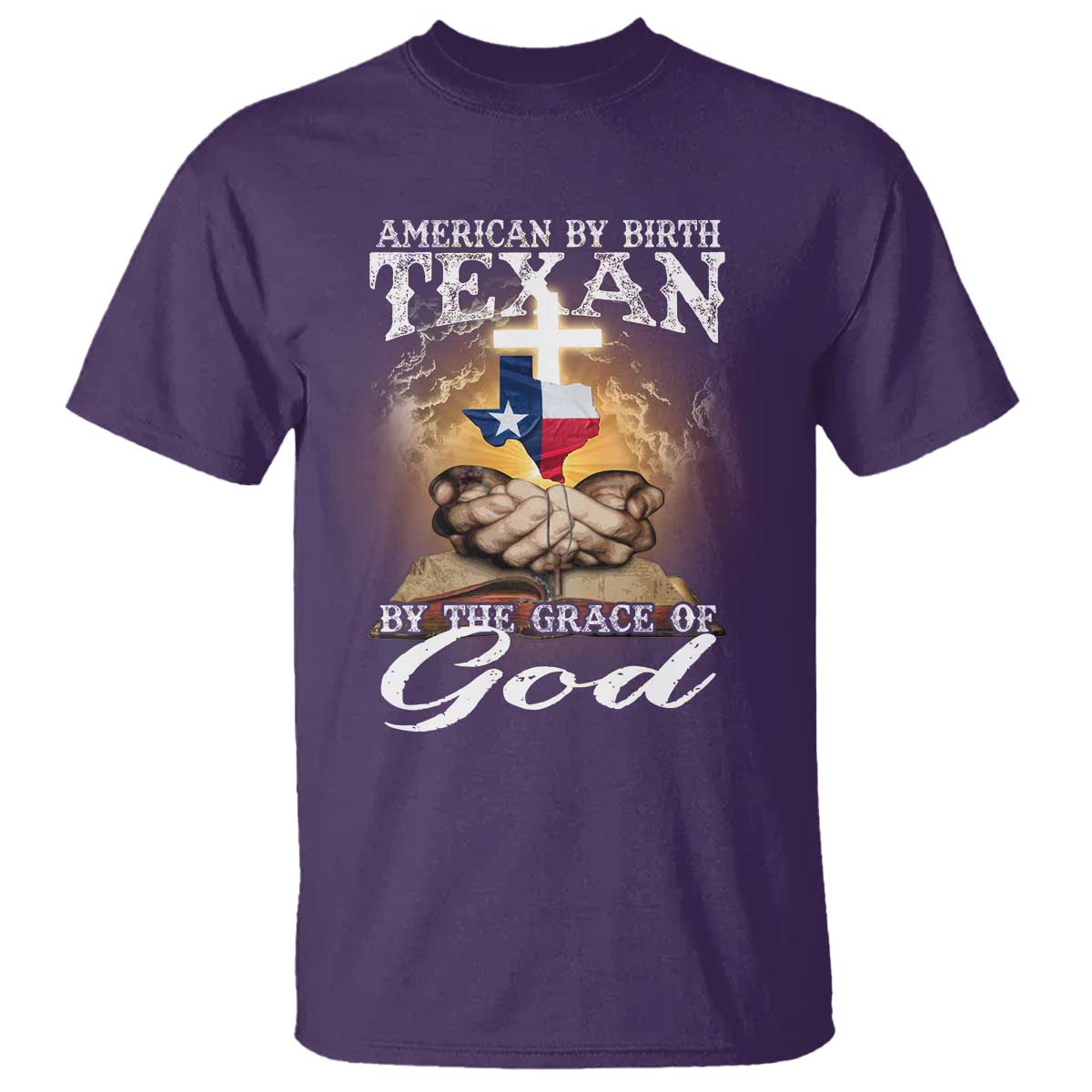 American Texan Jesus T Shirt American By Birth Texan By The Grace Of God TS11 Purple Print Your Wear