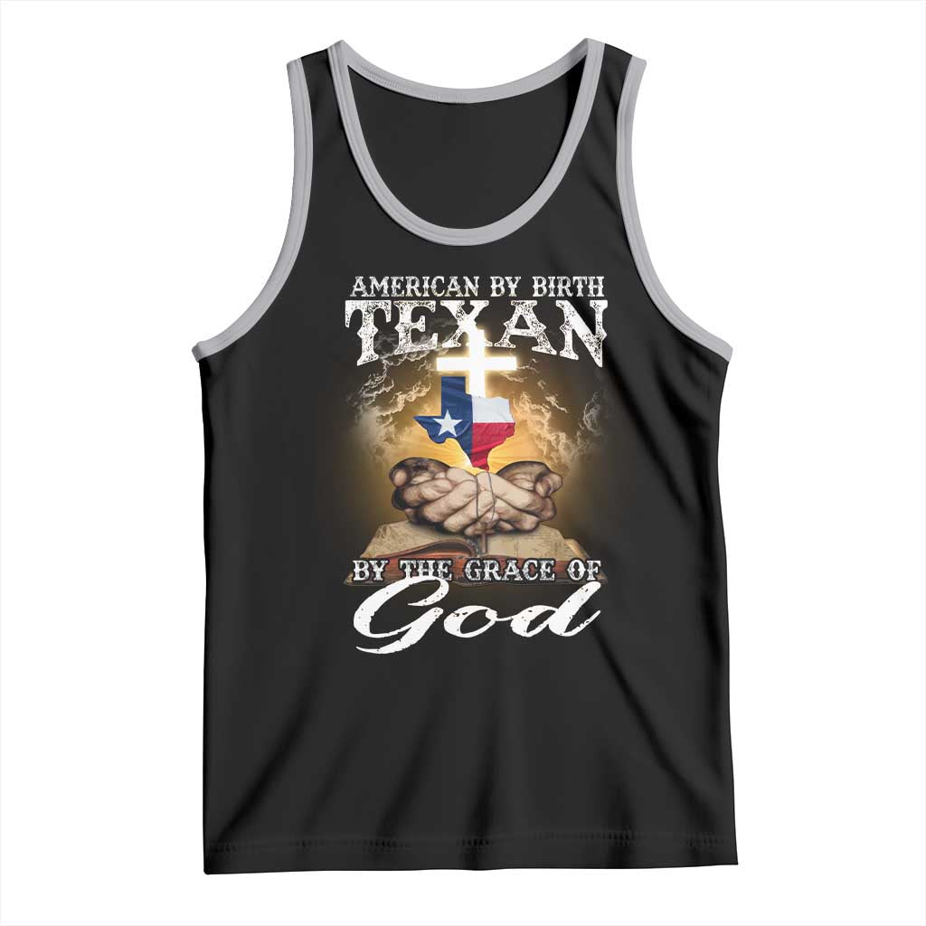 American Texan Jesus Tank Top American By Birth Texan By The Grace Of God TS11 Black Athletic Heather Print Your Wear