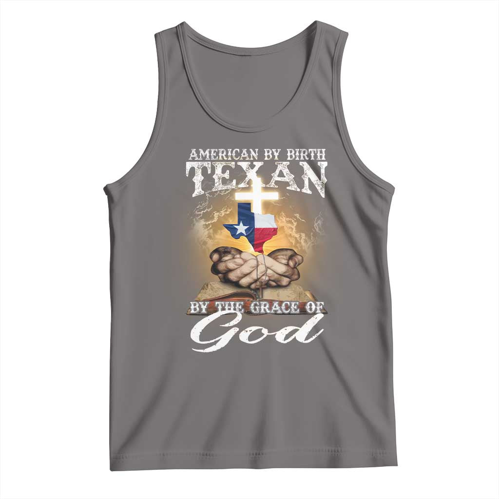 American Texan Jesus Tank Top American By Birth Texan By The Grace Of God TS11 Deep Heather Print Your Wear