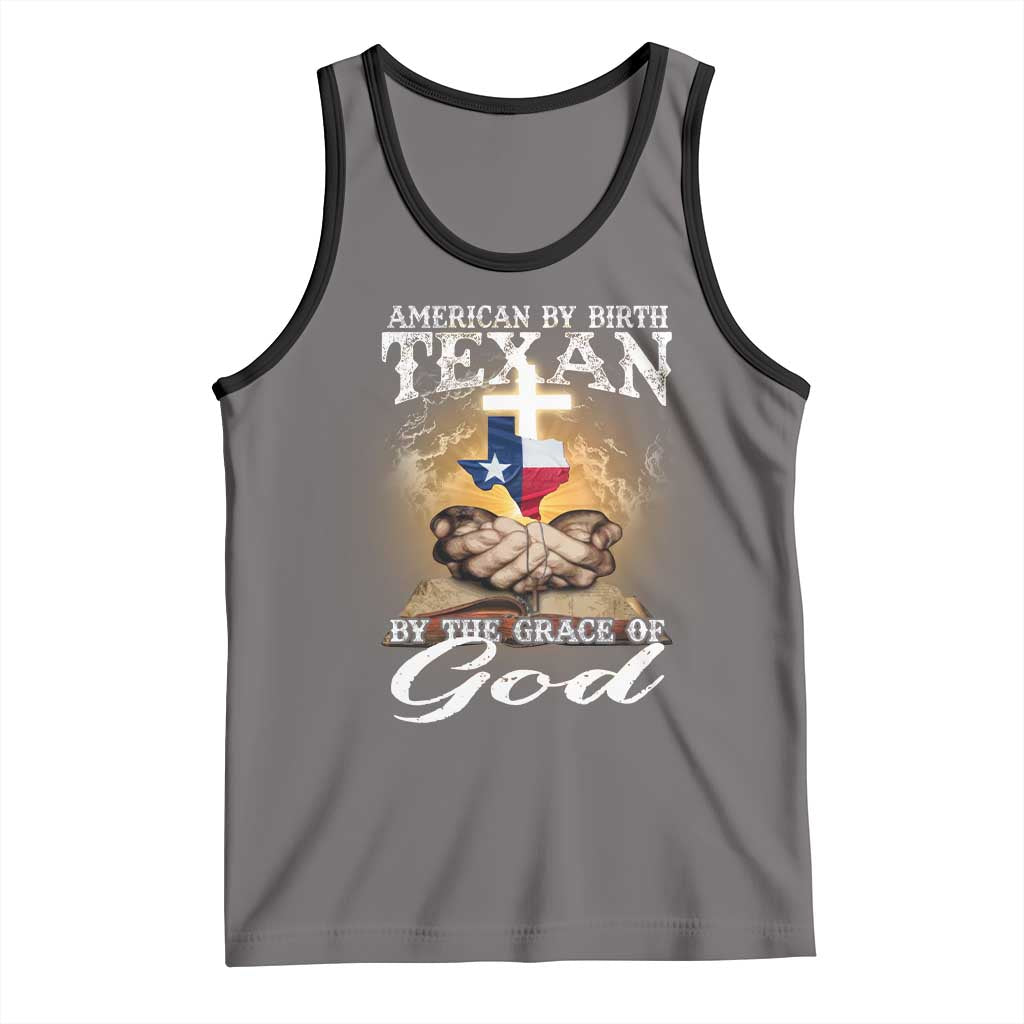 American Texan Jesus Tank Top American By Birth Texan By The Grace Of God TS11 Deep Heather Black Print Your Wear