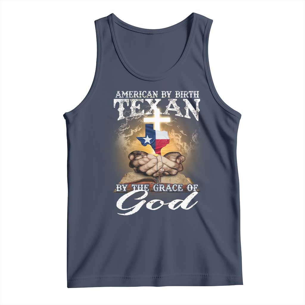 American Texan Jesus Tank Top American By Birth Texan By The Grace Of God TS11 Navy Print Your Wear