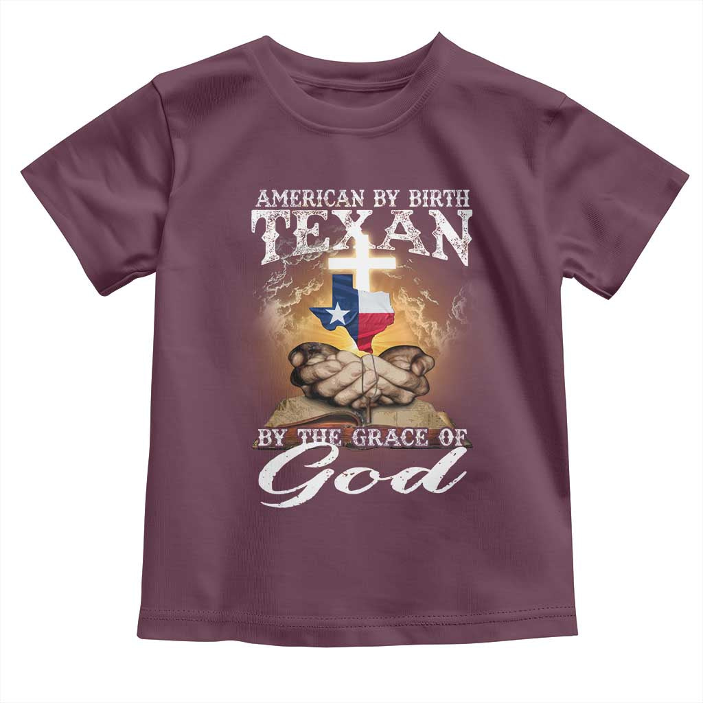 American Texan Jesus Toddler T Shirt American By Birth Texan By The Grace Of God TS11 Maroon Print Your Wear