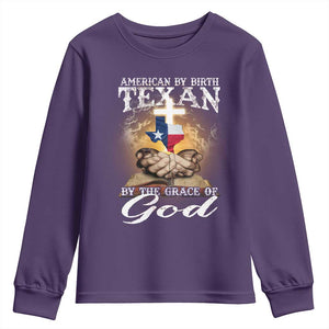 American Texan Jesus Youth Sweatshirt American By Birth Texan By The Grace Of God TS11 Purple Print Your Wear