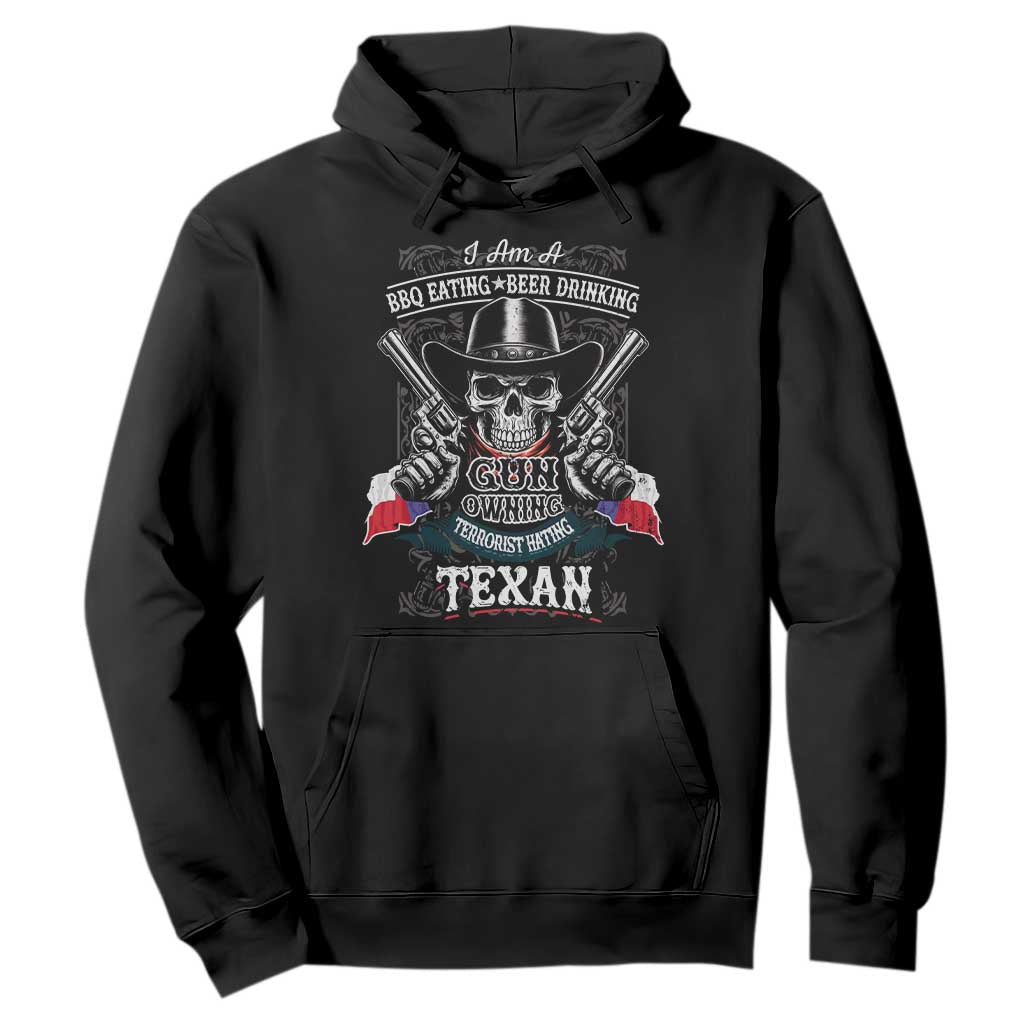 Funny American Texan Hoodie I Am A BBQ Eating Beer Drinking Gun Owning Texan TS11 Black Print Your Wear
