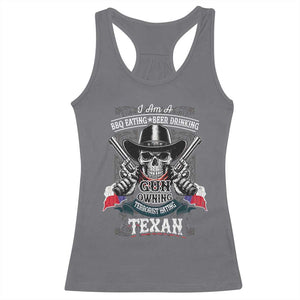Funny American Texan Racerback Tank Top I Am A BBQ Eating Beer Drinking Gun Owning Texan TS11 Charcoal Print Your Wear