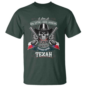 Funny American Texan T Shirt I Am A BBQ Eating Beer Drinking Gun Owning Texan TS11 Dark Forest Green Print Your Wear