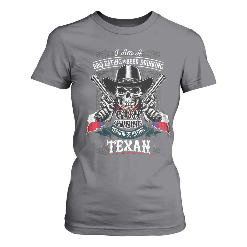 Funny American Texan T Shirt For Women I Am A BBQ Eating Beer Drinking Gun Owning Texan TS11 Charcoal Print Your Wear