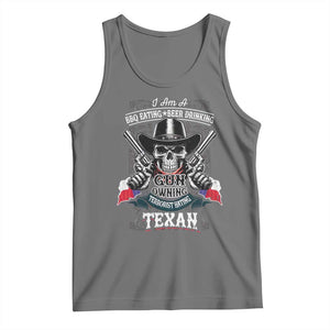 Funny American Texan Tank Top I Am A BBQ Eating Beer Drinking Gun Owning Texan TS11 Black Heather Print Your Wear